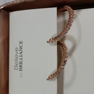 Hoop Earrings Gold Believe by Brilliance CZ hoops dust bag sparkles